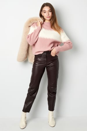 Gestrickter Pullover mit großen Streifen – grau h5 Bild5